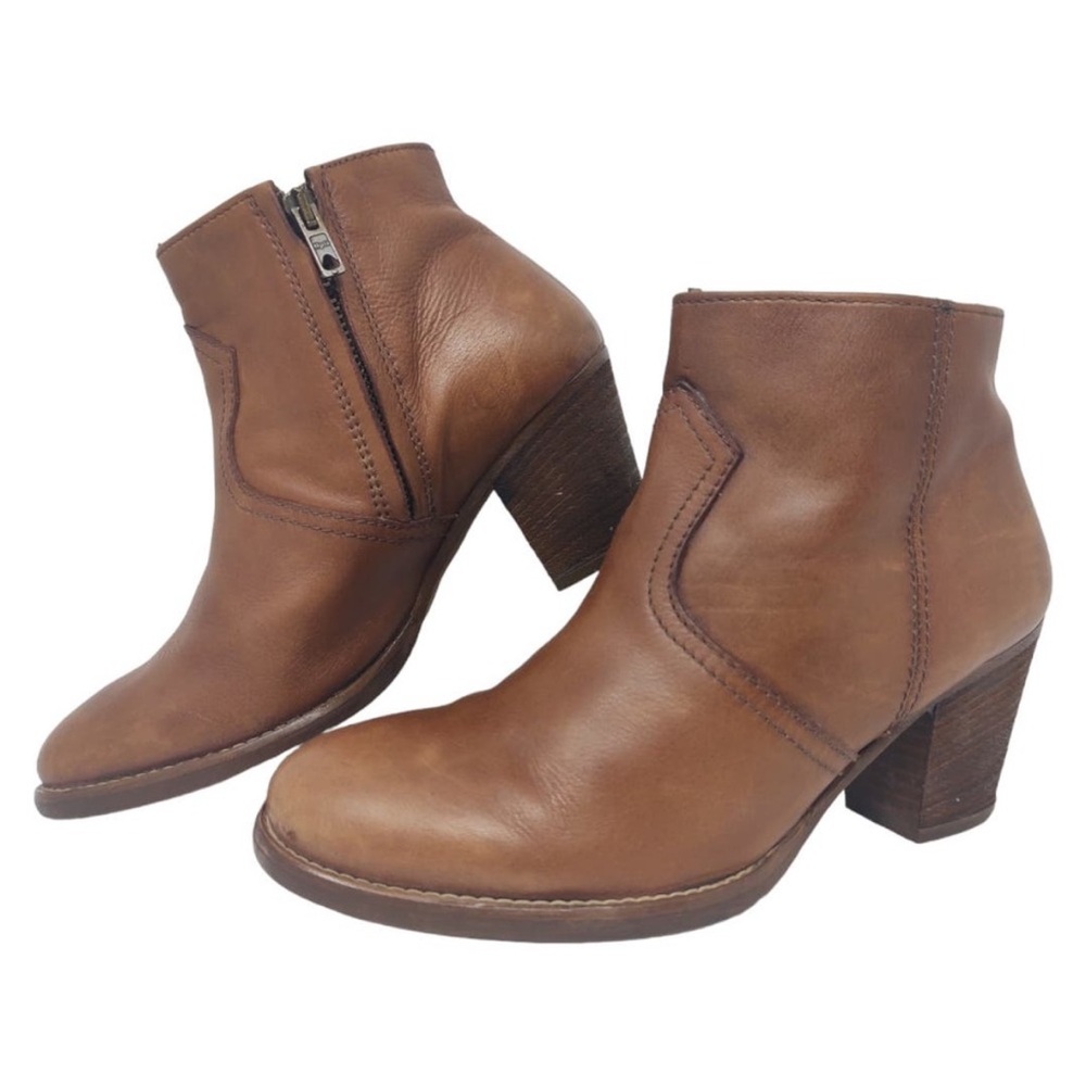 Madewell 1937 Leather boots 7 Winston Ankle Booties  Cognac Tan Brown